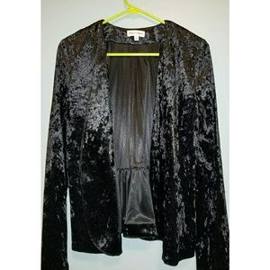 Sequin Hearts Black Crushed Velvet Jacket Size L